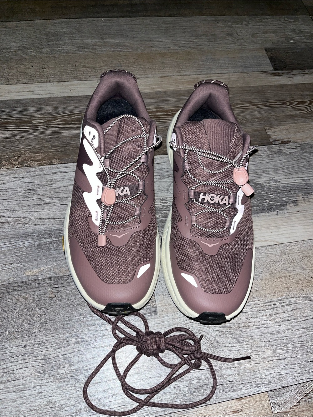 Hoka Women's Mauve/Pink Lace-Up Athletic Sneakers